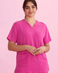 Biz Care Unisex Pink V-Neck Scrub Top (CST250US)